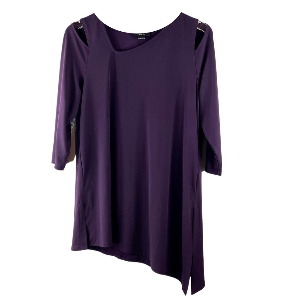 Alfani 3/4 Sleeve Purple Cold Shoulder Asymmetrical Tunic Size M